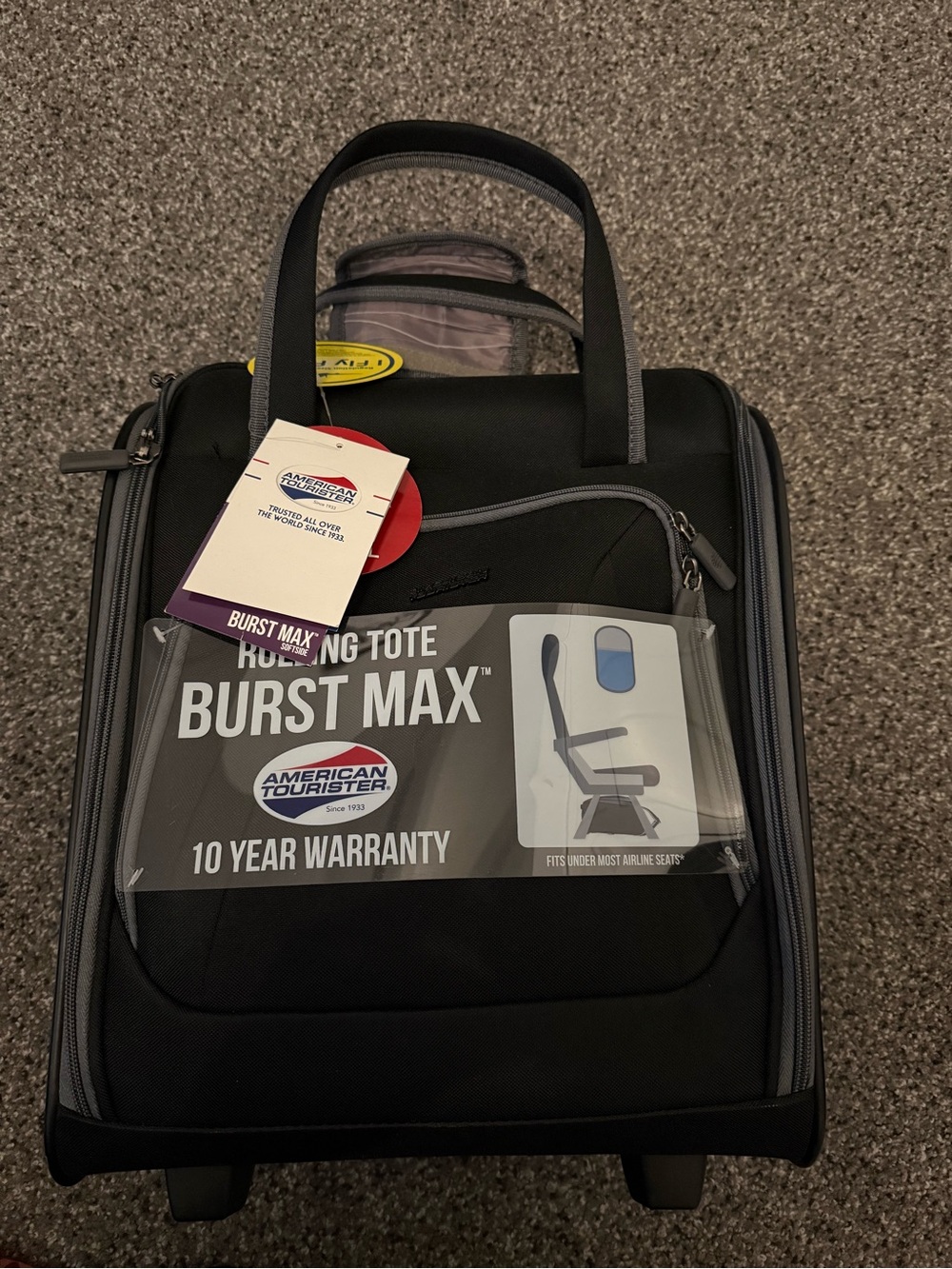 American Tourister Black Rolling Carry-On Tote